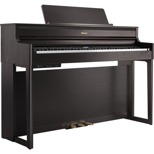 Roland HP704 Digital Piano - Dark Rosewood - facing right