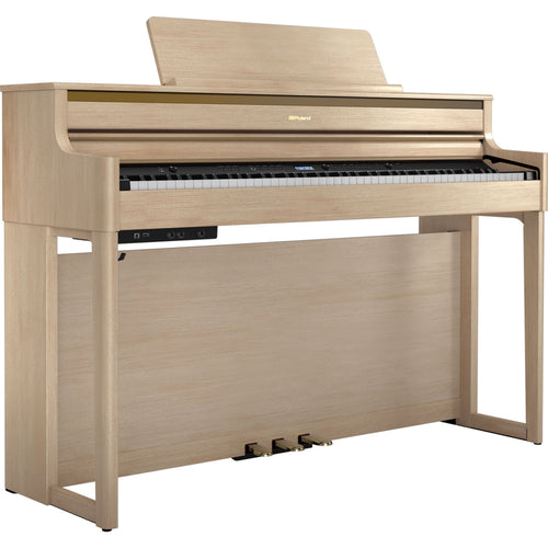 Roland HP704 Digital Piano - Light Oak - facing right