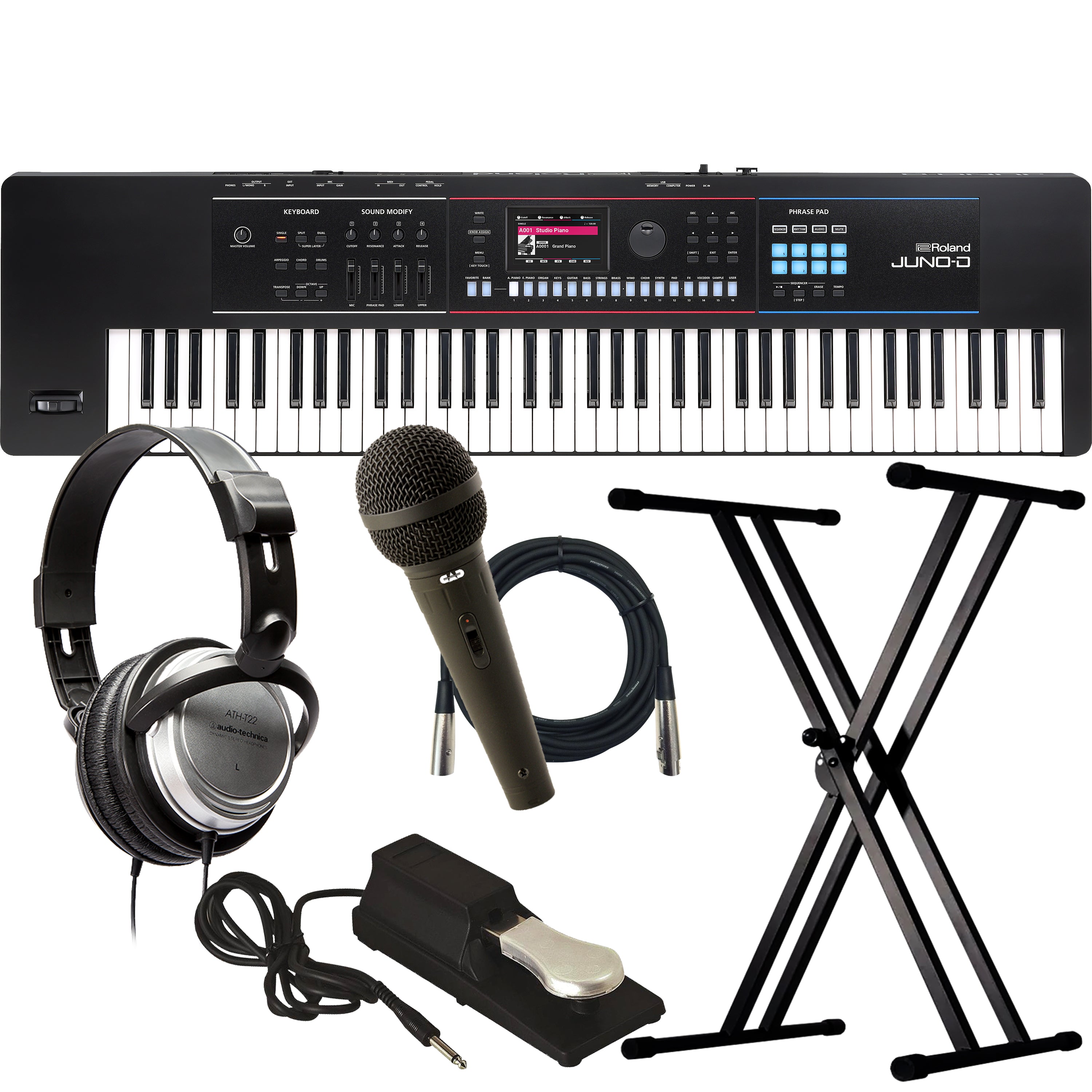 Roland Juno-D7 76-Key Synthesizer KEY ESSENTIALS BUNDLE – Kraft Music