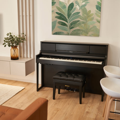 Roland LX-5 Digital Piano with Bench - Charcoal Black - in a stylish living room