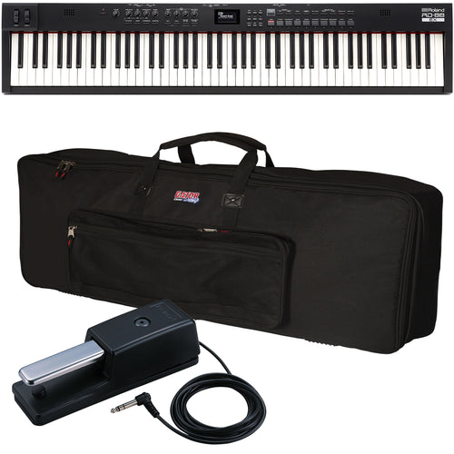 Collage of items included in the Roland RD-88 EX Stage Piano CARRY BAG KIT