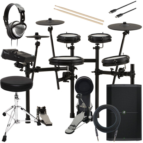 Collage of items included in the Roland V-Drums TD313 Electronic Drum Set COMPLETE DRUM BUNDLE