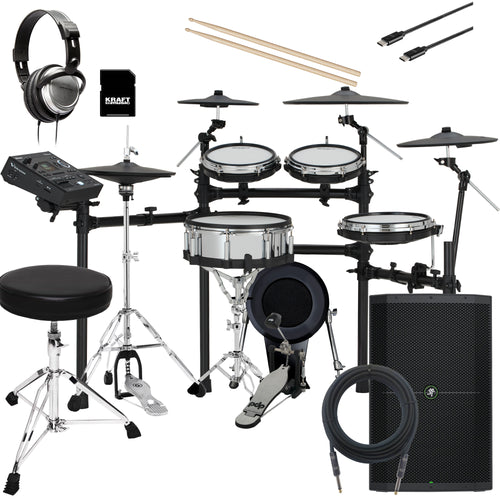 Collage of items included in the Roland V-Drums TD516 Electronic Drum Set COMPLETE DRUM BUNDLE