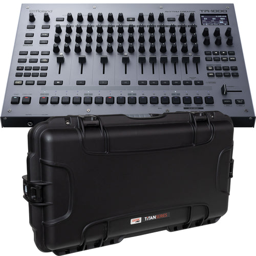 Collage showing components in Roland TR-1000 Rhythm Creator CASE RIG