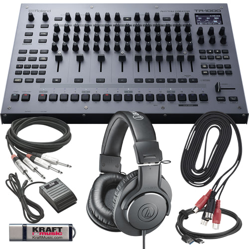 Collage showing components in Roland TR-1000 Rhythm Creator STUDIO KIT