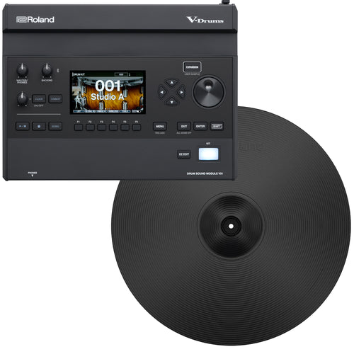 Collage of items included in the Roland V-Drums V31 Electronic Drum Module UPGRADE KIT