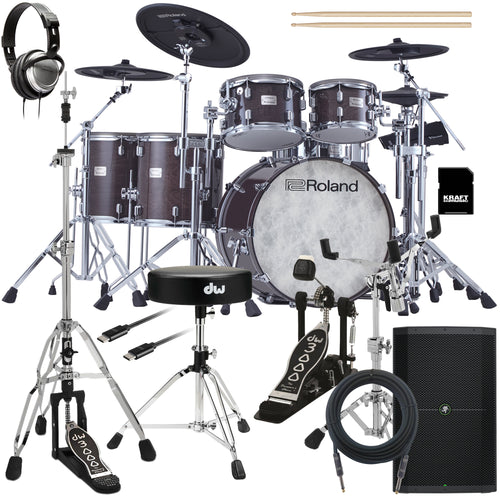 Roland VAD716 V-Drums Electronic Drum Set - Gloss Ebony COMPLETE DRUM BUNDLE