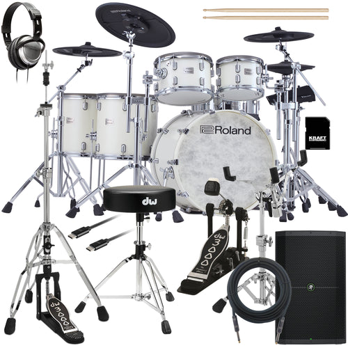 Roland VAD716 V-Drums Electronic Drum Set - Pearl White COMPLETE DRUM BUNDLE