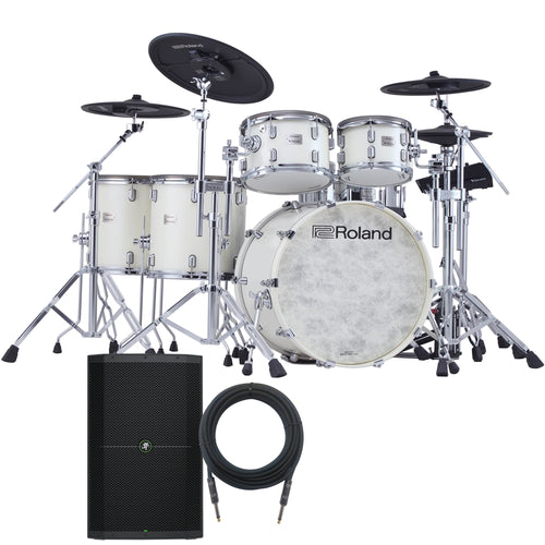 Roland VAD716 V-Drums Electronic Drum Set - Pearl White MONITOR KIT