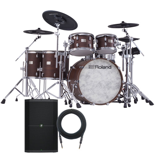 Roland VAD716 V-Drums Electronic Drum Set - Satin Walnut MONITOR KIT