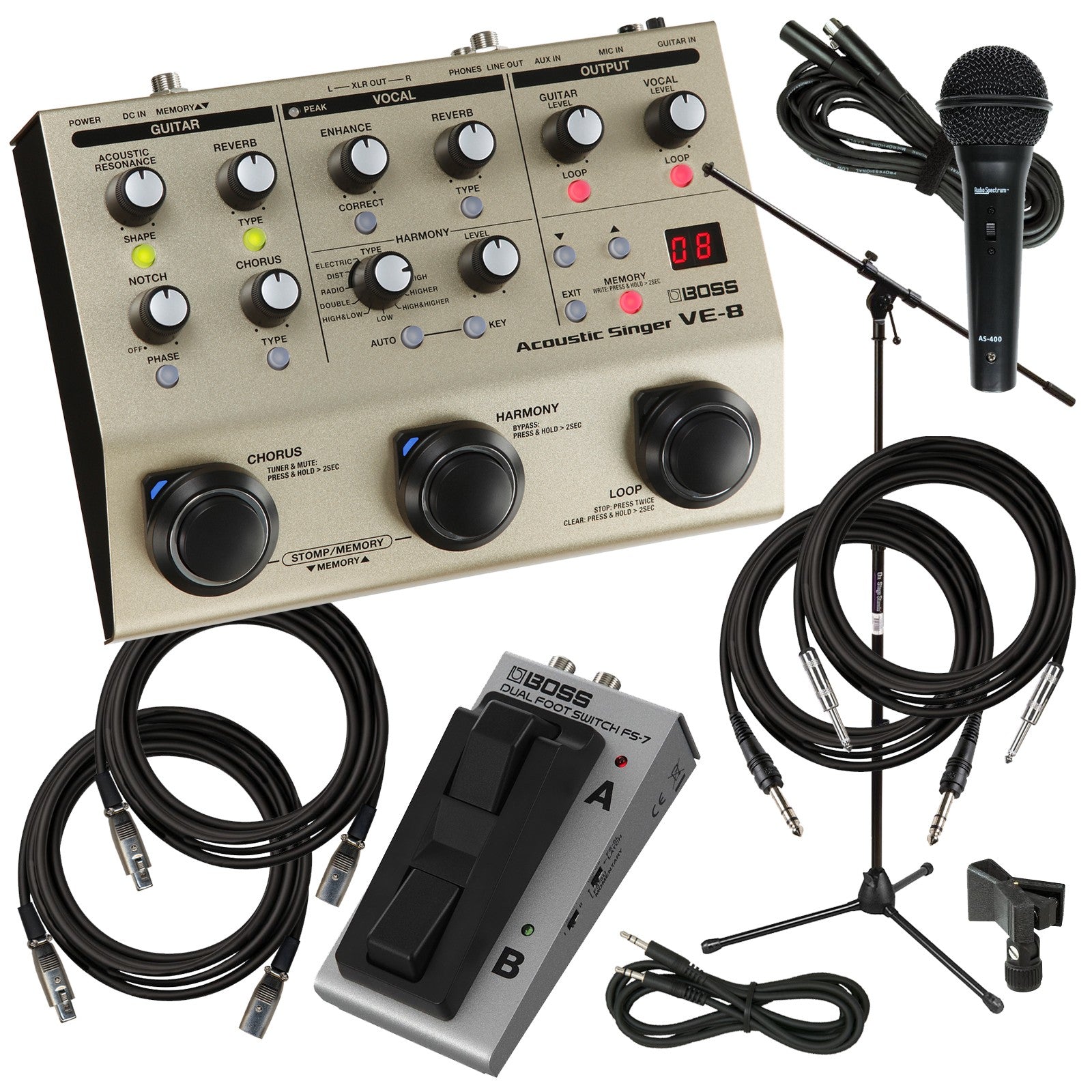 Boss VE-8 Acoustic Singer STAGE KIT