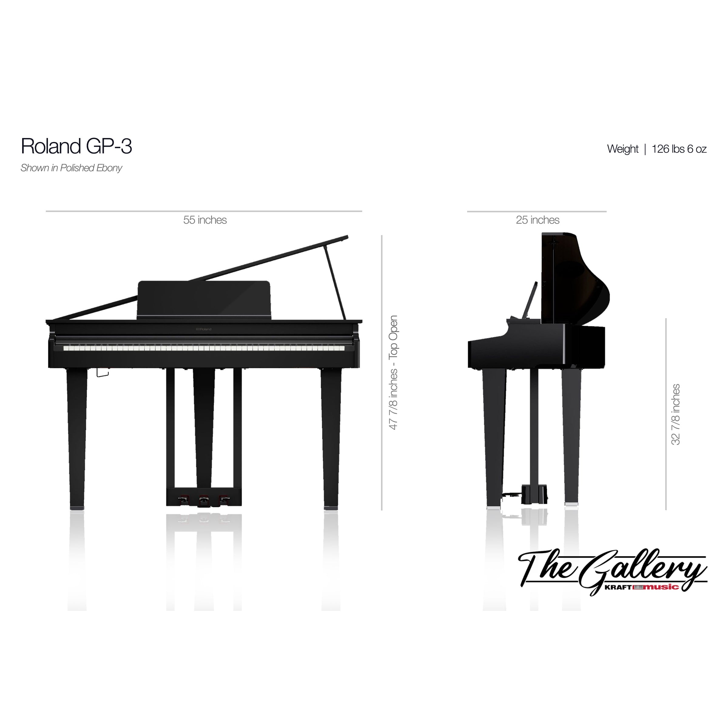 Roland GP-3 Digital Grand Piano - Polished Ebony – Kraft Music