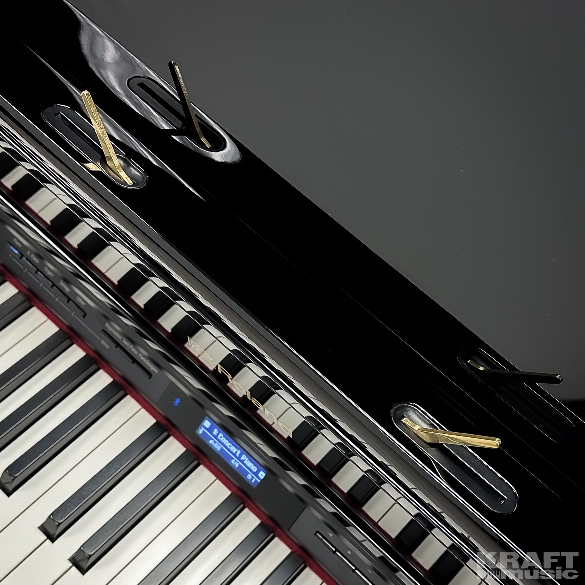 Roland GP607 Digital Grand Piano - Polished Ebony - music score braces