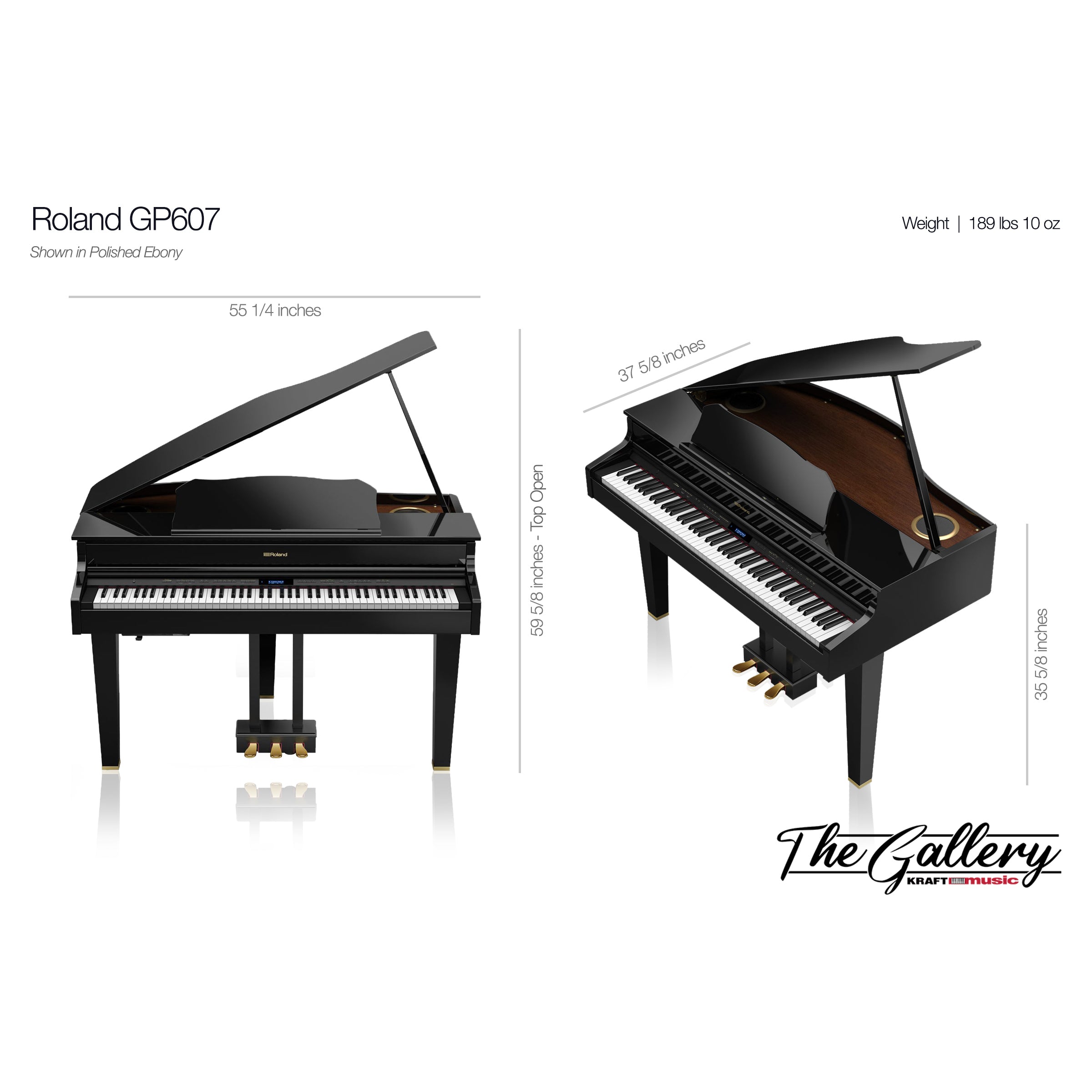 Roland GP607 Digital Grand Piano - Polished Ebony – Kraft Music