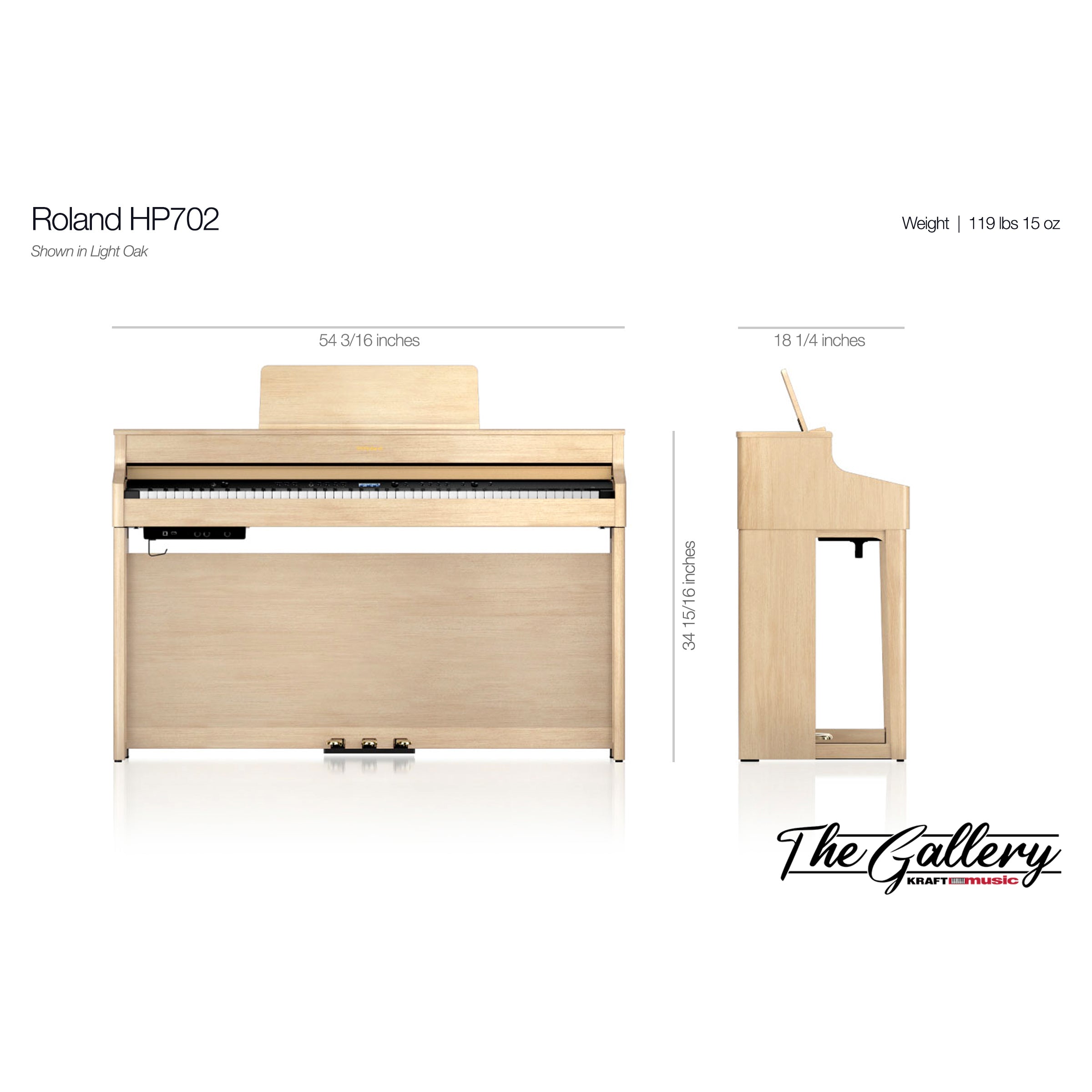 Roland HP702 Digital Piano - Light Oak – Kraft Music