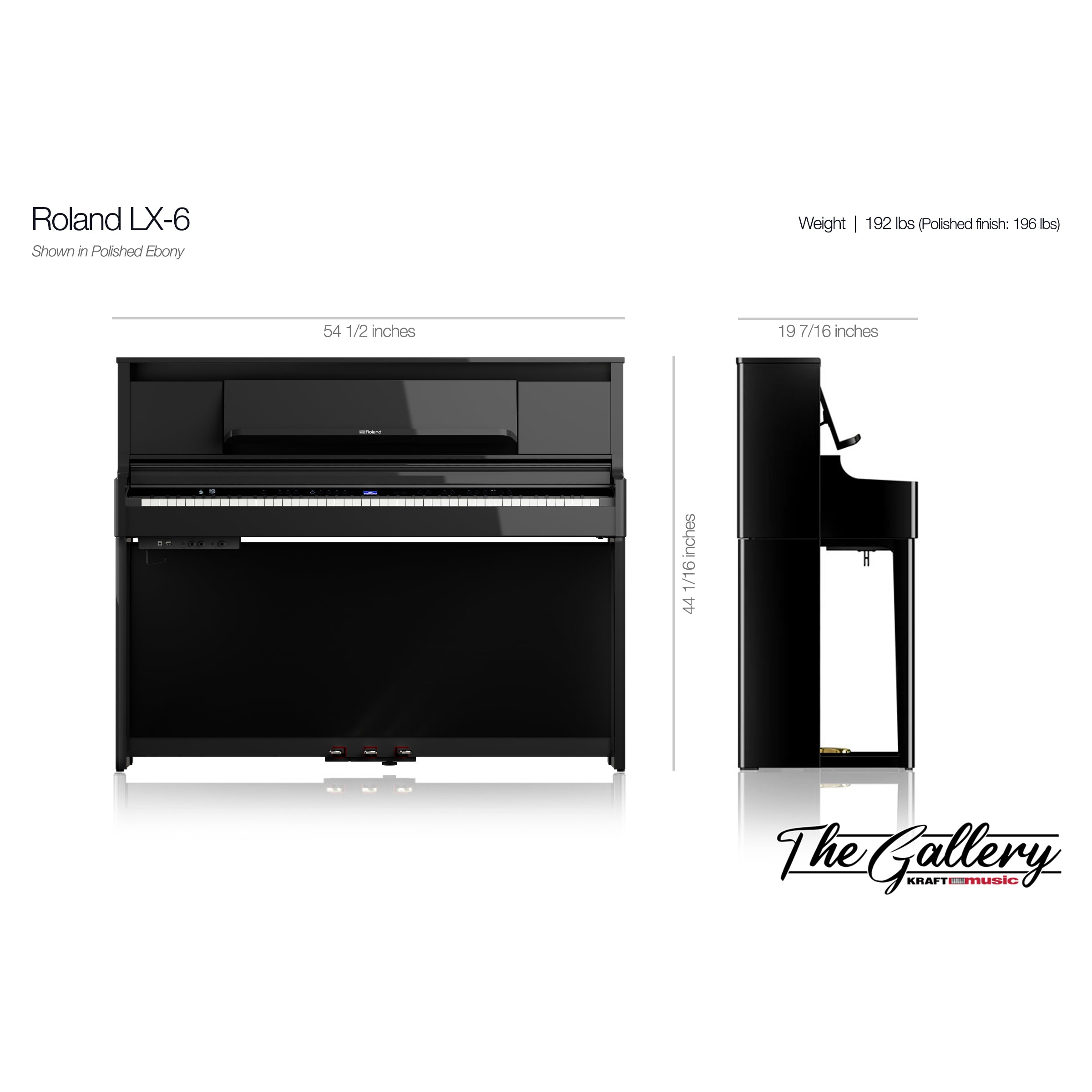 Roland LX-6 Digital Piano with Bench - Polished Ebony