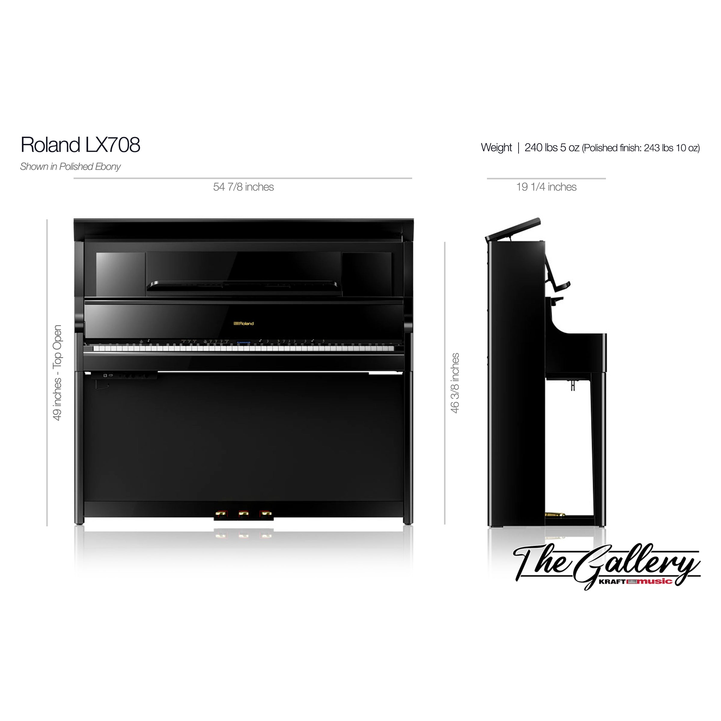 Roland LX708 Digital Piano - Charcoal Black – Kraft Music