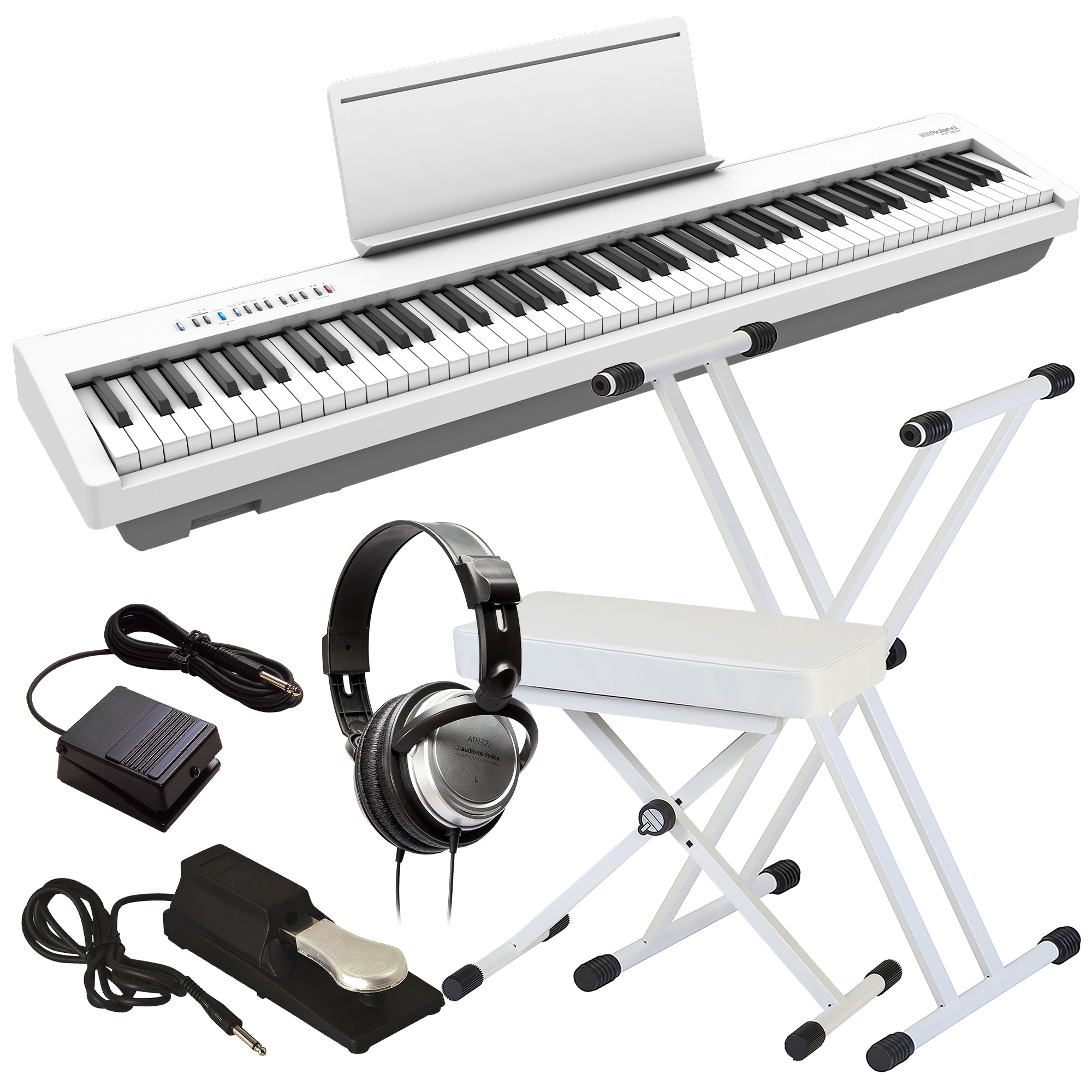 Roland FP-30X Digital Piano - White KEY ESSENTIALS BUNDLE