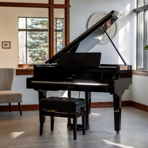 Roland GP-9M Digital Grand Piano with Moving Keys - Polished Ebony - View 3