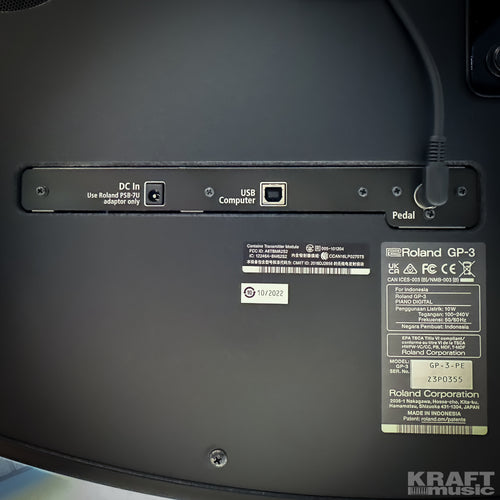 Roland GP-3 Digital Grand Piano - Power, pedal, and USB jacks