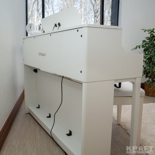 Roland HP704 Digital Piano - Satin White - back view