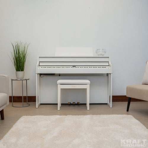 Roland HP704 Digital Piano - Satin White - front view