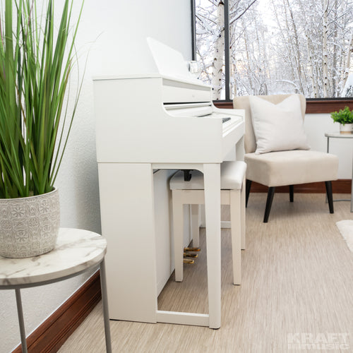 Roland HP704 Digital Piano - Satin White - side view