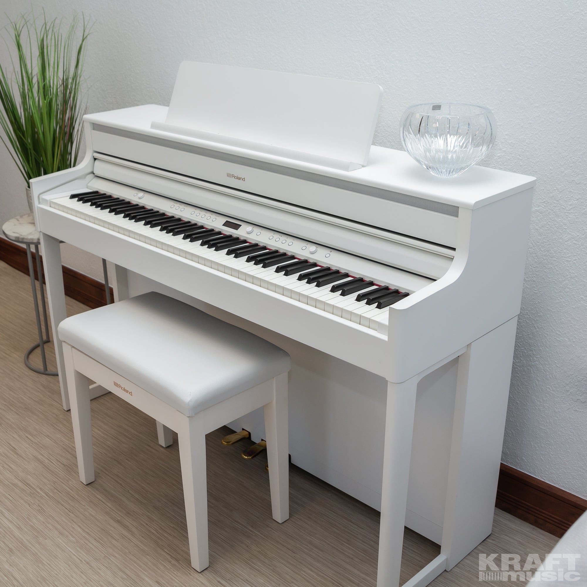 Roland HP704 Digital Piano - Satin White - left facing