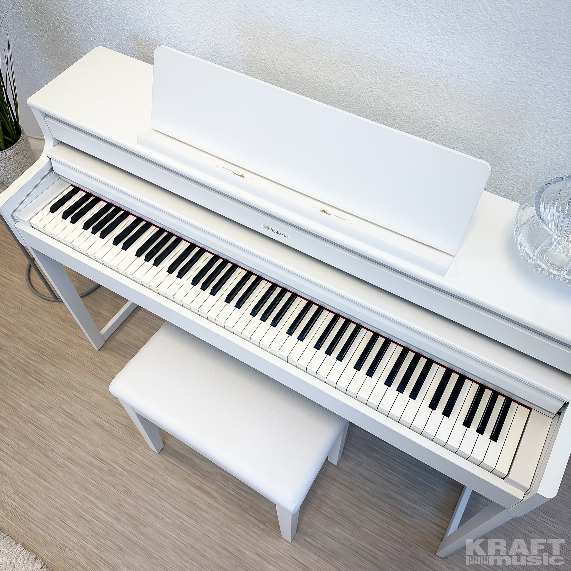 Roland HP704 Digital Piano - Satin White - top view