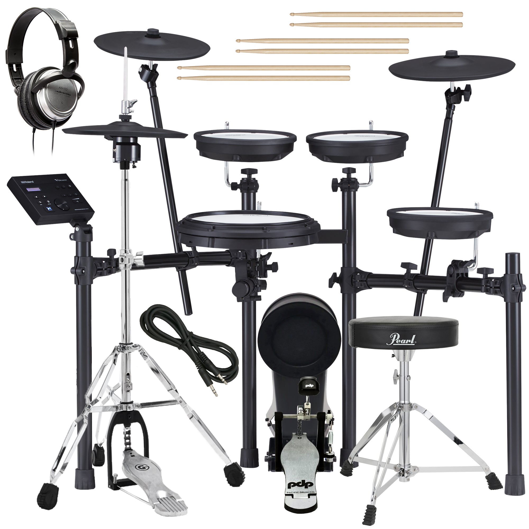 Roland TD-07KVX V-Drums Electronic Drum Set DRUM ESSENTIALS BUNDLE