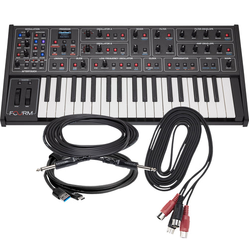 Collage showing components in Sequential Fourm 4-Voice Polyphonic Analog Synthesizer CABLE KIT