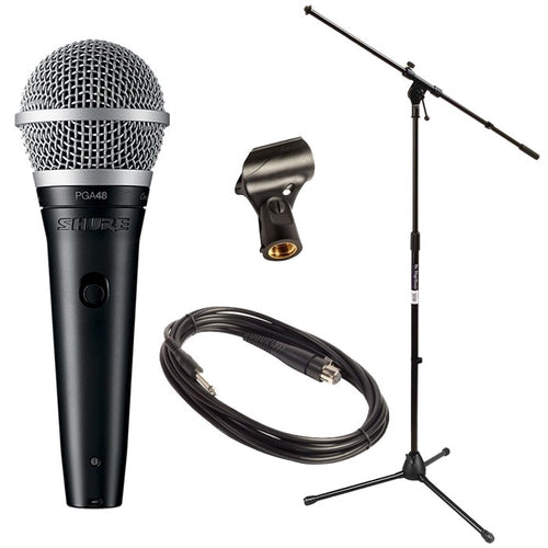 Shure PGA48 Cardioid Dynamic Vocal Microphone with 1/4" Cable PERFORMER PAK