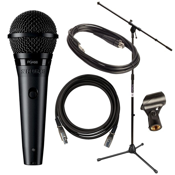 Shure PGA58 Cardioid Dynamic Vocal Microphone with 1/4" Cable PERFORMER PAK