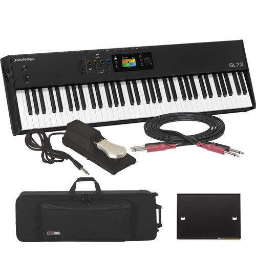 Collage showing components in Studiologic SL73 Mk2 MIDI Keyboard Controller STAGE RIG
