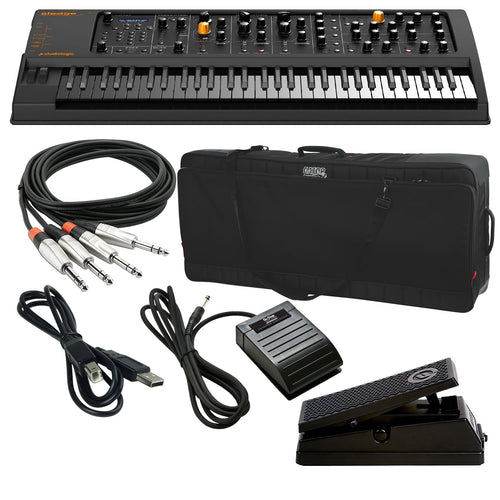 Collage of everything included in the Studiologic Sledge 2.0 Black Edition STAGE RIG