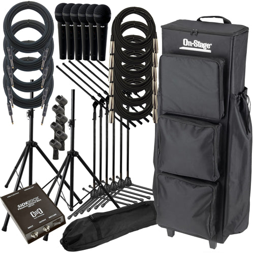 Collage of items included in On-Stage GR9000 Gig Rider Gear Bag with Wheels STAGE RIG