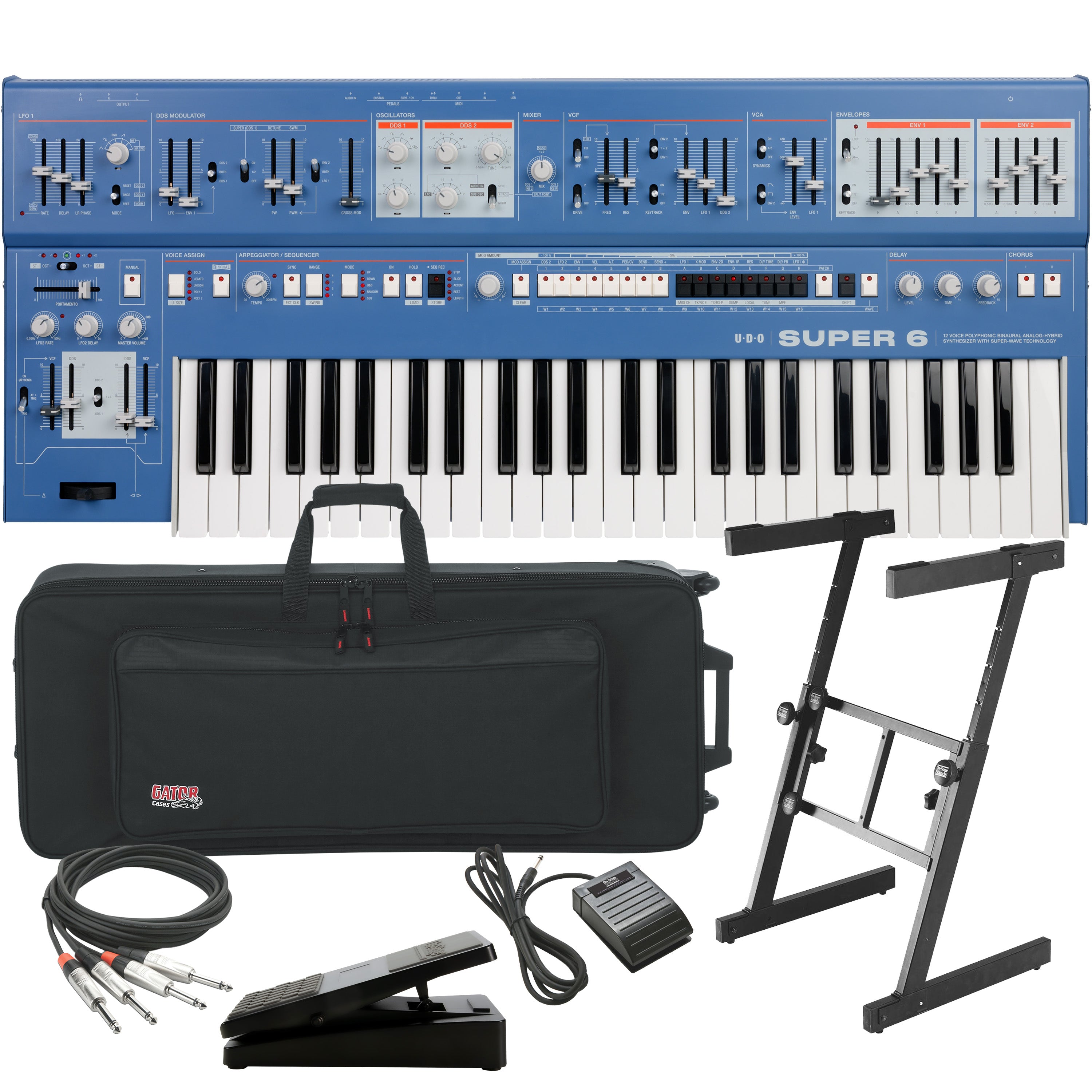 UDO Audio Super 6 12-Voice Polyphonic Keyboard Synthesizer - Blue