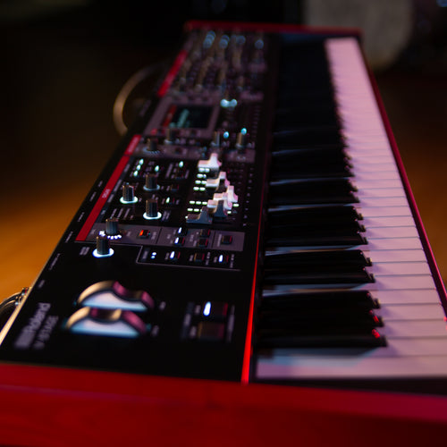 Side view of a Roland V-Stage 88 Stage Keyboard