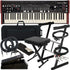 collage of items included in the Viscount Legend One 61 Stage Keyboard STAGE ESSENTIALS BUNDLE