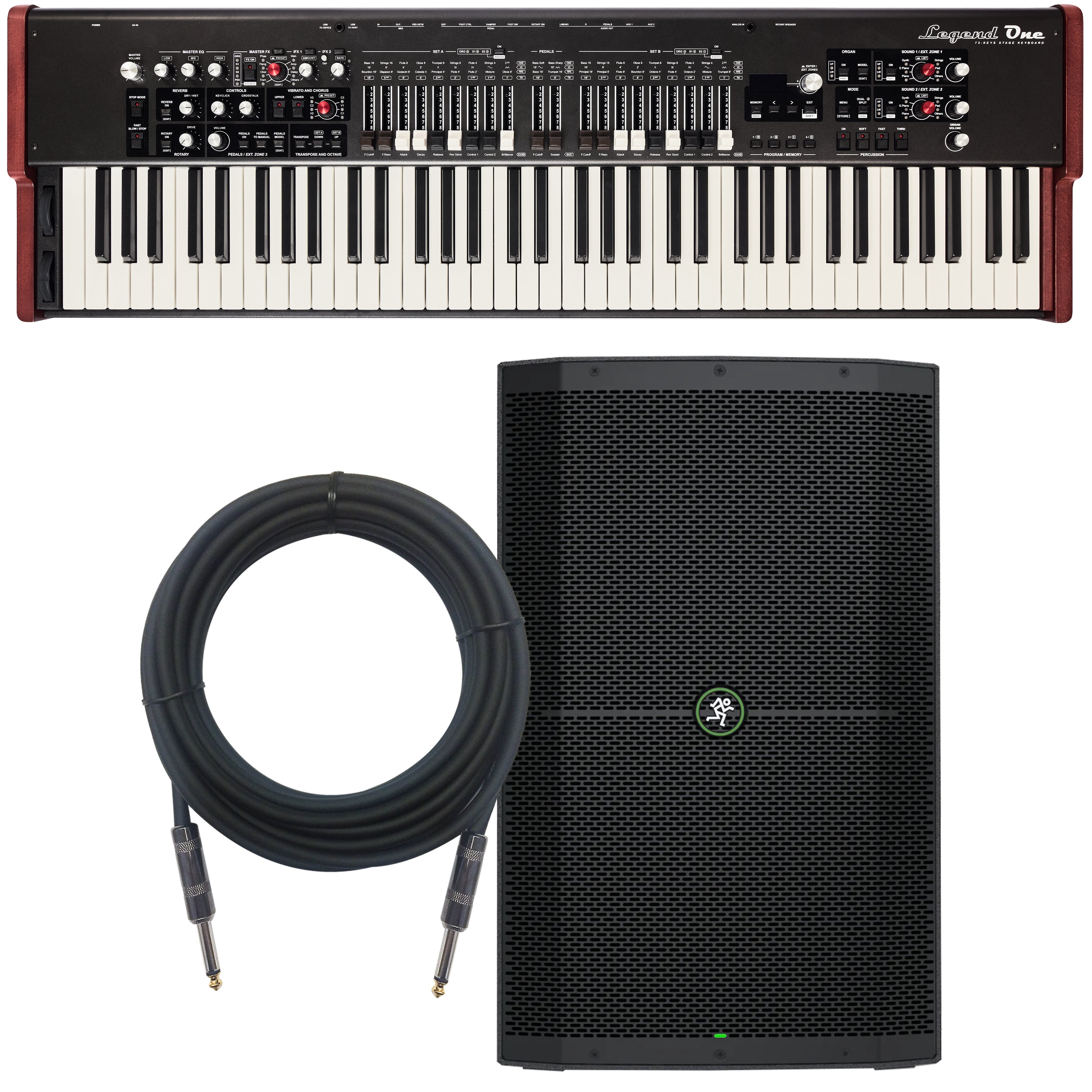 Collage of everything included in the Viscount Legend One 73 MONITOR KIT