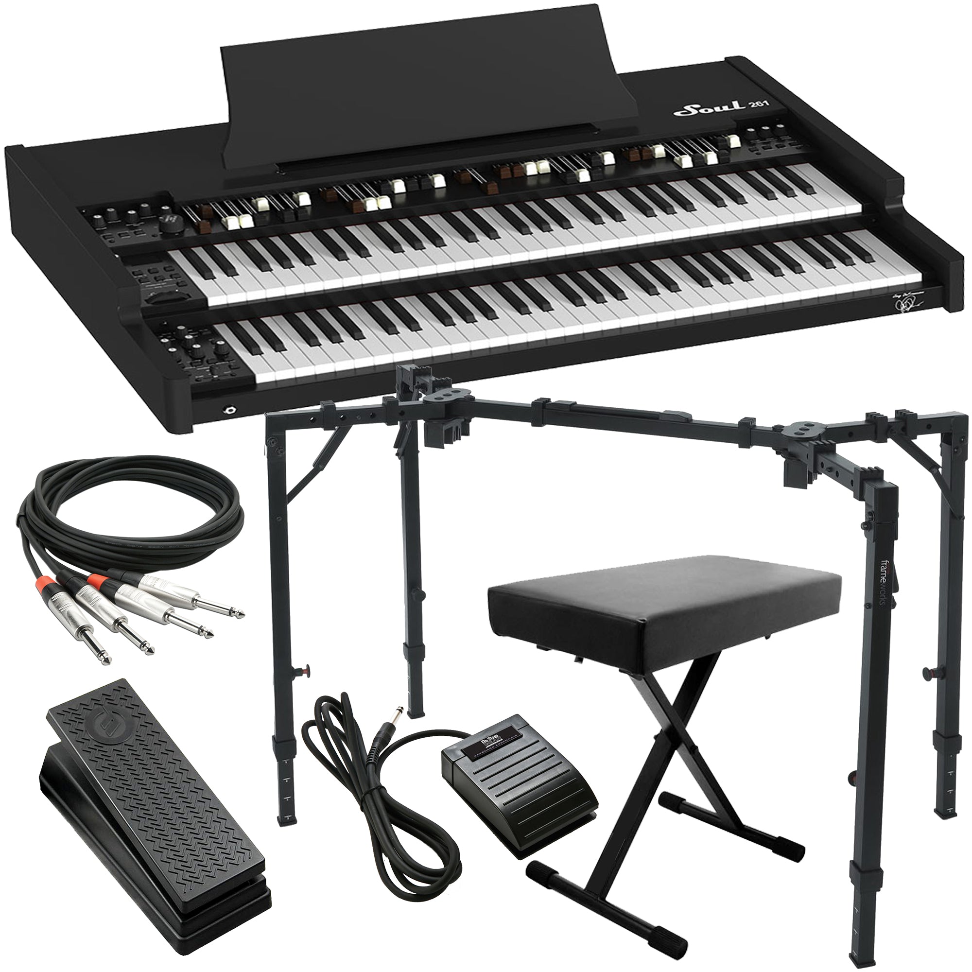Viscount Legend SOUL 261 Digital Tonewheel Organ - Black KEY ESSENTIALS BUNDLE
