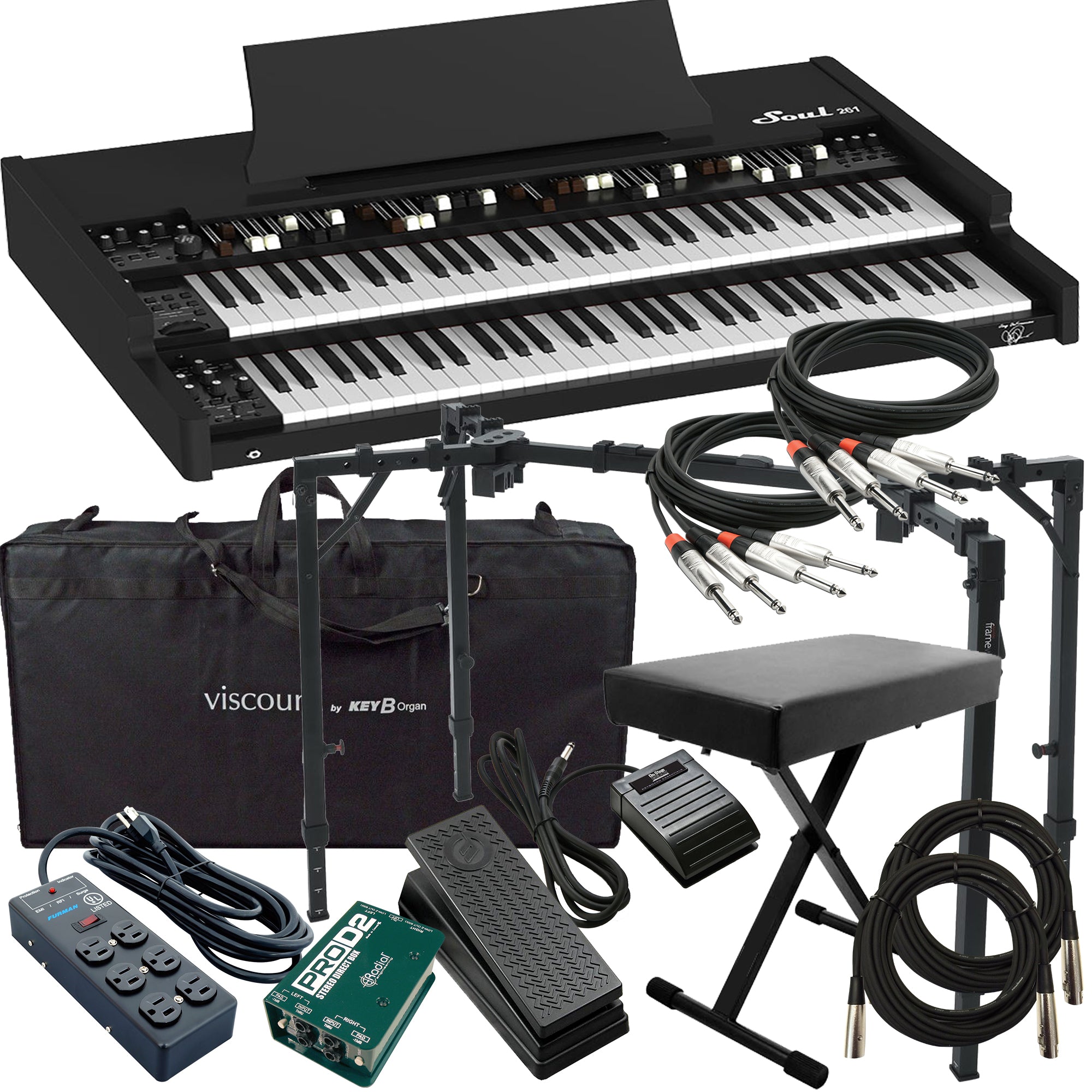 Viscount Legend SOUL 261 Digital Tonewheel Organ - Black STAGE KIT