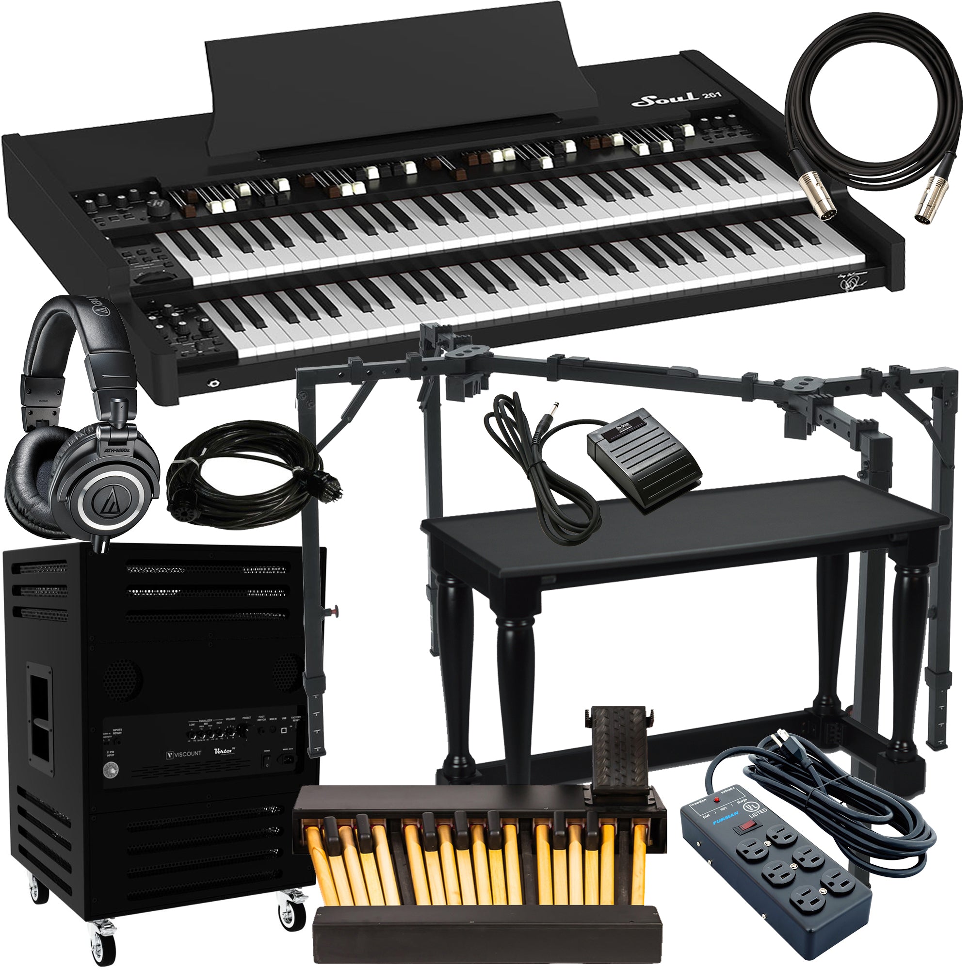 Viscount Legend SOUL 261 Digital Tonewheel Organ - Black ULTRA BUNDLE