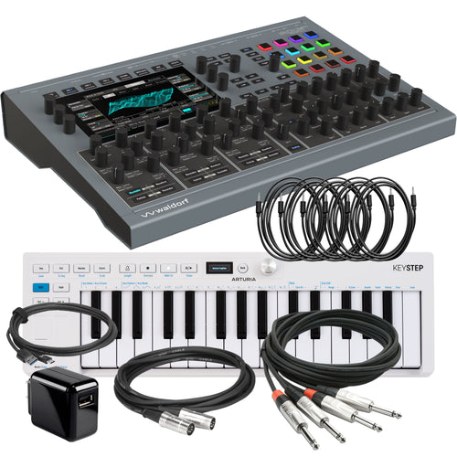 Collage showing components in Waldorf Iridium MK2 Digital Polyphonic Desktop Synthesizer CONTROLLER RIG
