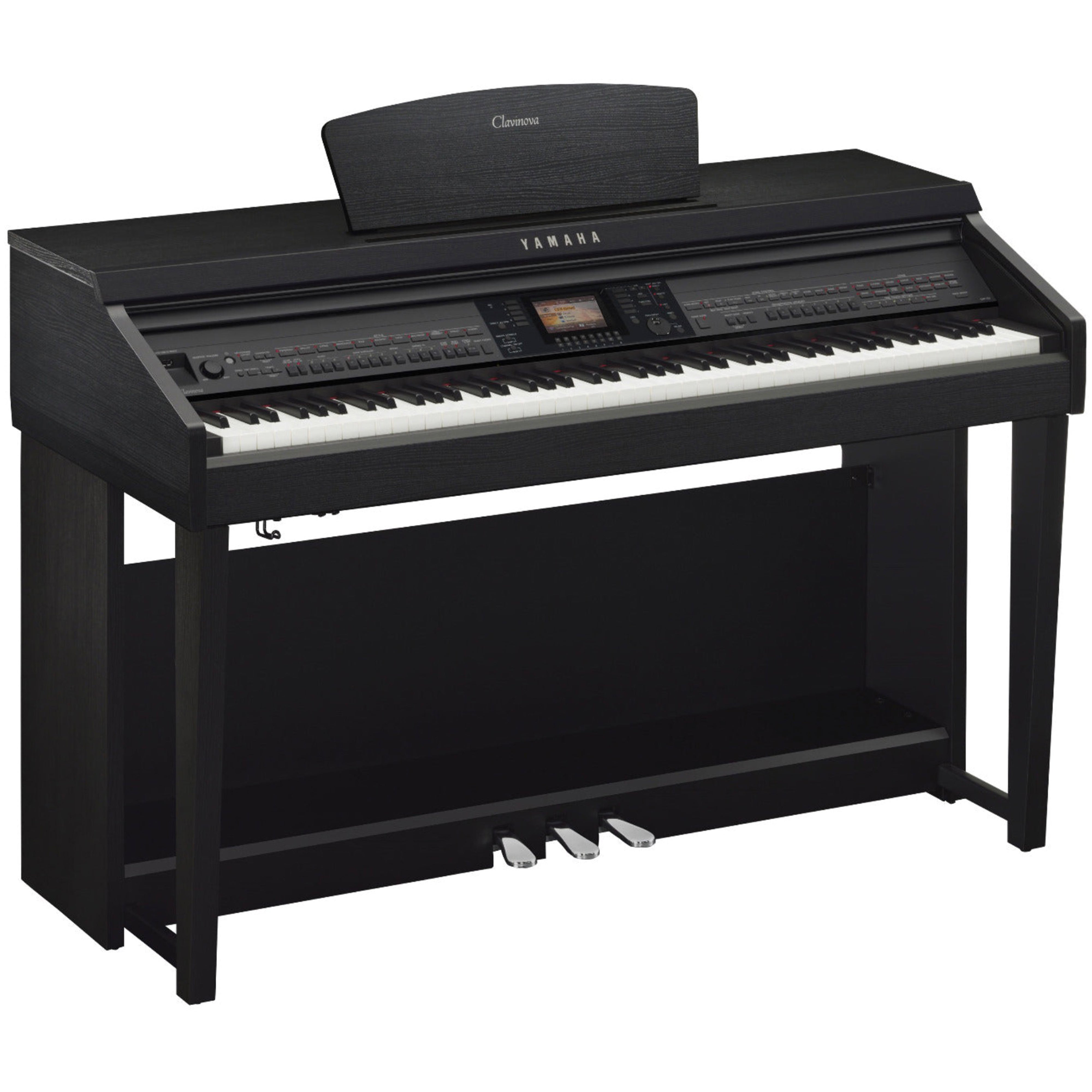 Yamaha Clavinova CVP-701 Digital Piano - Matte Black - angle view no bench
