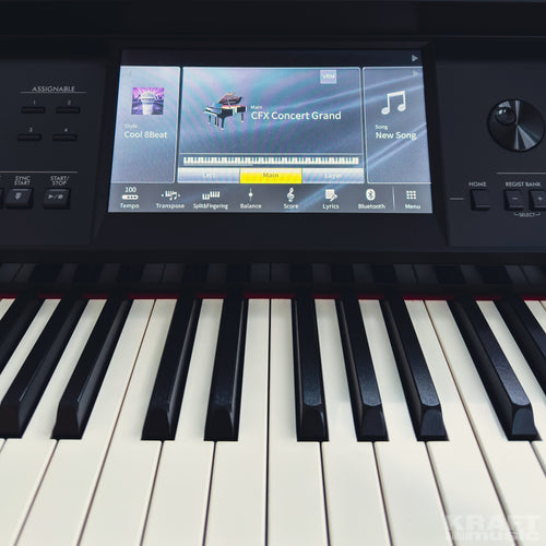 Yamaha Clavinova CVP-909 Digital Piano - Matte Black - controls view 2 with LED screen