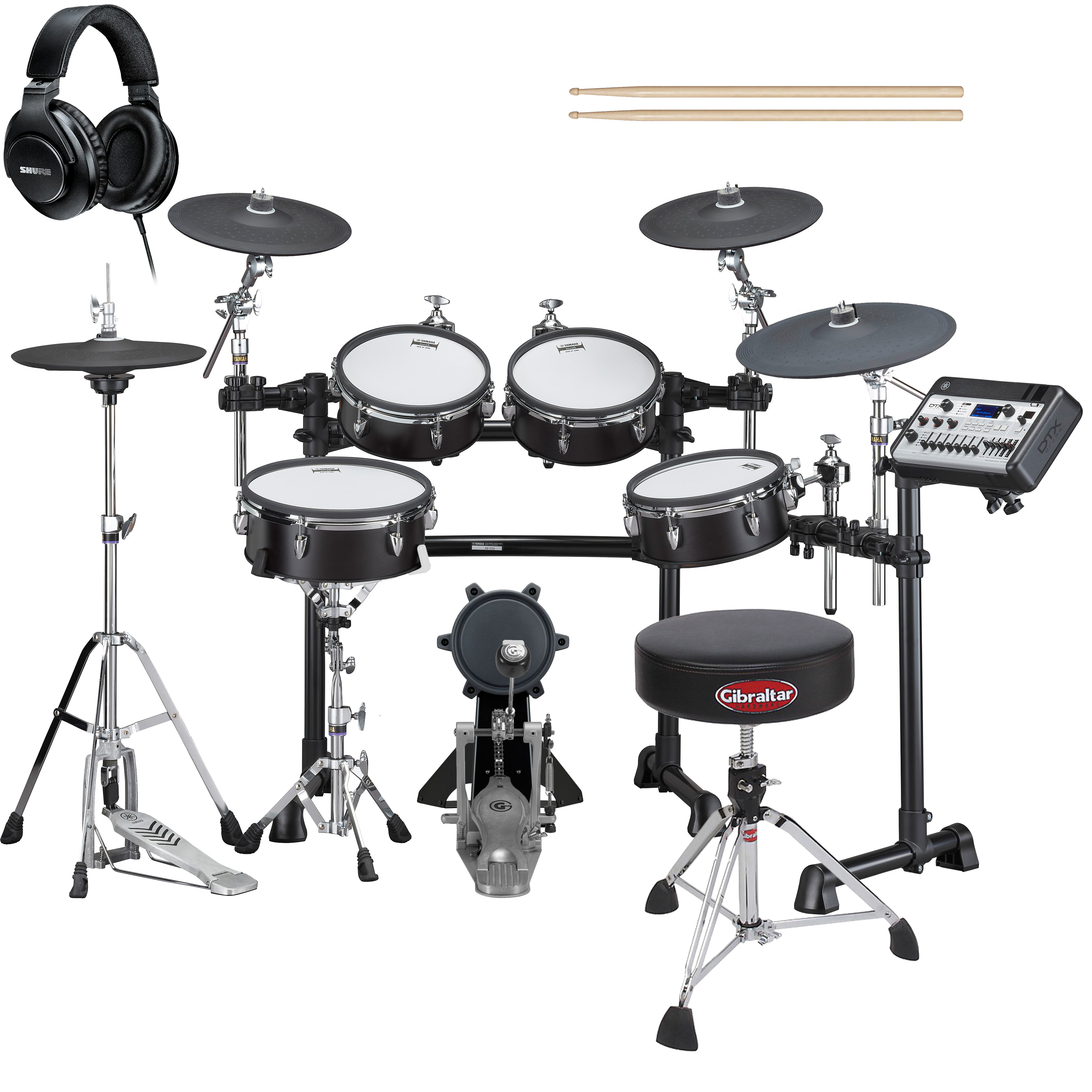 Yamaha DTX8K-M PROX Electronic Drum Set - Black Forest DRUM ESSENTIALS BUNDLE