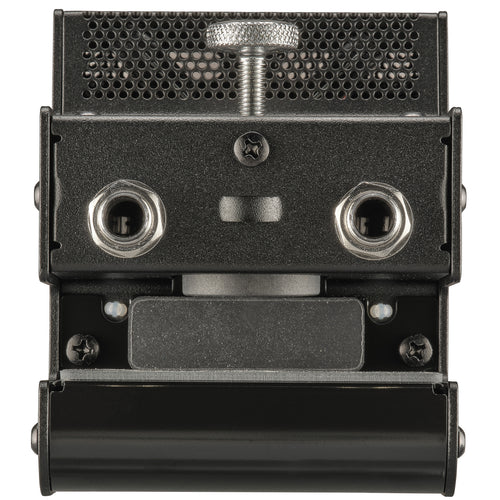 A Yamaha EAD wireless microphone with a textured dark gray finish, black metal mounting bracket with a threaded adjustment screw, two 1/4" jacks, shown on a white background.