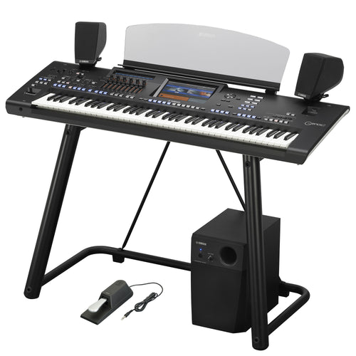 Collage image of the Yamaha Genos2 76-key Arranger Workstation Keyboard COMPLETE HOME BUNDLE