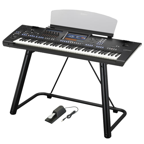 Collage image of the Yamaha Genos2 76-key Arranger Workstation Keyboard HOME ESSENTIALS BUNDLE